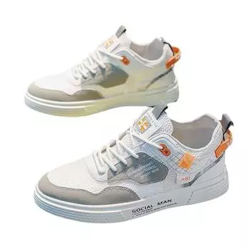 Мужские повседневные кроссовки на шнуровке, прогулочная обувь с дышащей сеткой, легкие удобные теннисные кроссовки без шнуровки, спортивные кроссовки для мужчин 39 белый