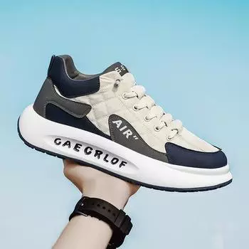 Мужские повседневные кроссовки на толстой подошве, дышащая обувь, осенняя мужская прогулочная обувь без шнуровки на плоской подошве, модная вулканизированная обувь 2024 39 чёрный