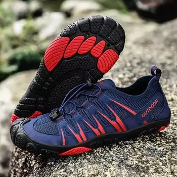 Мужские повседневные кроссовки, нескользящие, дышащие, для заброда, акваобувь, летняя, походная, сетчатая, для отдыха на природе, обувь для пар, пляжная, серфинговая обувь 36 чёрный