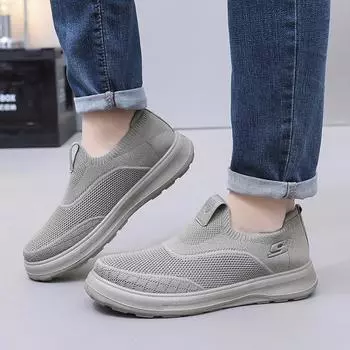 Мужские повседневные кроссовки, нескользящие дышащие мокасины, трикотажные сетчатые кроссовки для ходьбы и бега для мужчин, легкие кроссовки для тенниса, удобные кроссовки для бега 39 чёрный