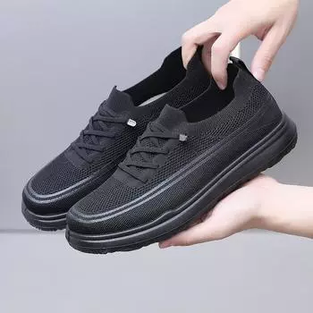 Мужские повседневные кроссовки, нескользящие, дышащие, со шнуровкой, трикотажные сетчатые кроссовки для ходьбы и бега для мужчин, легкие кроссовки для тренировок, тенниса, удобные кроссовки для бега 38 чёрный