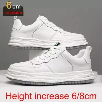 Мужские повседневные кроссовки, обувь для подъема, роскошные кожаные белые спортивные туфли для мужчин, стелька 8 см, 6 см, увеличенная высота, мокасины для мужчин 37