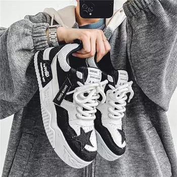 Мужские повседневные кроссовки со звездным дизайном, удобная массивная спортивная обувь для бега для мужчин, роскошная прогулочная обувь для скейтборда Tenis Masculino 39