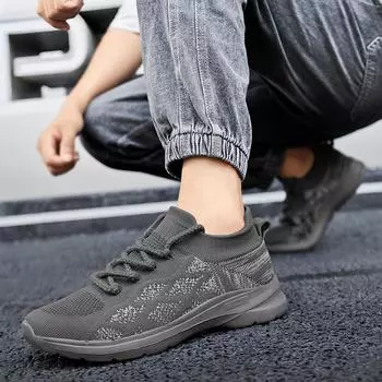 Мужские повседневные кроссовки, удобные носки, прогулочная обувь, весна 2024, новые удобные мужские повседневные туфли, легкие кроссовки, мужская обувь 39 чёрный