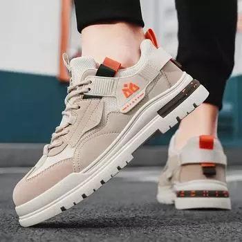 Мужские повседневные кроссовки, весенняя спортивная обувь из искусственной кожи, сетчатая дышащая повседневная обувь, мужская износостойкая удобная обувь для активного отдыха 39