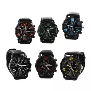 Мужские повседневные кварцевые аналоговые силиконовые ремешки из нержавеющей стали, круглые спортивные наручные часы