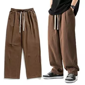 Мужские повседневные льняные брюки с карманами и шнурком, свободные брюки в стиле хип-хоп, уличная одежда M белый