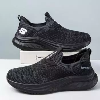 Мужские повседневные легкие дышащие кроссовки для бега — универсальные кроссовки с мягкой подошвой для ходьбы для людей среднего и пожилого возраста 42 чёрный