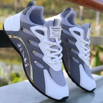 Мужские повседневные летние сетчатые дышащие кроссовки для бега, легкие удобные мужские теннисные кроссовки, осенняя спортивная обувь на шнуровке для мужчин 39 серый