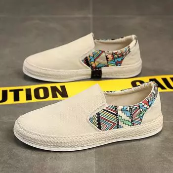 Мужские повседневные лоферы без шнуровки, тканевая обувь, эспадрильи, прогулочные кроссовки для отдыха, мокасины, туфли-лодочки 39 бежевый