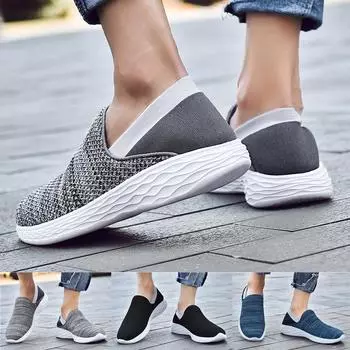 Мужские повседневные лоферы, туфли на плоской подошве с мягкой сеткой, обувь без шнуровки, прогулочные кроссовки 39 чёрный