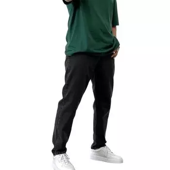 Мужские повседневные маленькие прямые джинсы, модные широкие брюки, однотонные джинсы S чёрный