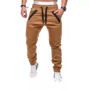 Мужские повседневные модные брюки с карманами на молнии, однотонные мягкие брюки в стиле ретро с завязками и эластичной резинкой на талии M белый