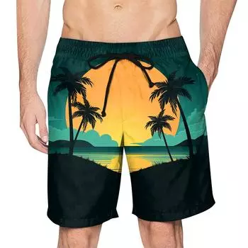 Мужские повседневные модные шорты. Мужские свободные дышащие шорты с гавайским принтом. XXXXXL