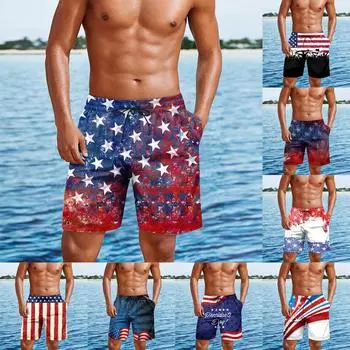 Мужские повседневные модные шорты с принтом в честь Дня независимости, мужские свободные дышащие шорты с принтом L чёрный