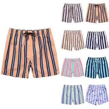 Мужские повседневные модные шорты в полоску с принтом Мужские свободные дышащие шорты с принтом L синий