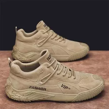 Мужские повседневные мокасины Ботинки на толстой подошве Ботинки для походов на открытом воздухе Ботинки для тенниса с нескользящей вулканизированной подошвой Износостойкие шнурки 39 чёрный