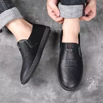 Мужские повседневные мокасины слипоны прогулочные туфли легкие пенни-лоферы с круглым носком рабочие туфли из искусственной кожи для вождения для мужчин 39
