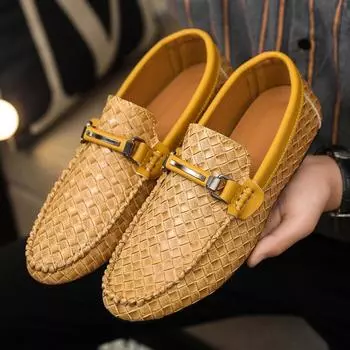 Мужские повседневные мокасины слипоны прогулочные туфли легкие пенни-лоферы с круглым носком рабочие туфли из искусственной кожи для вождения для мужчин 39