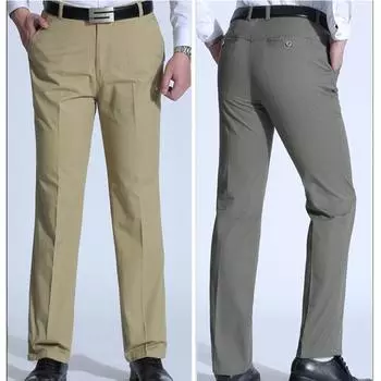 Мужские повседневные мягкие брюки, летние дышащие прямые брюки с высокой талией для мужчин, легкие удобные деловые брюки с карманом 30