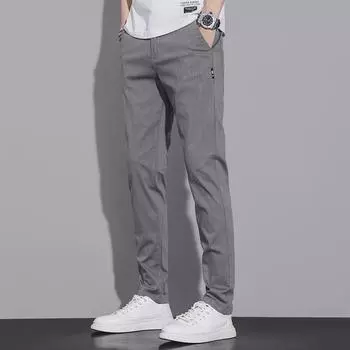 Мужские повседневные мягкие легкие прямые брюки - эластичный пояс Slim Fit 33 (150 lbs)
