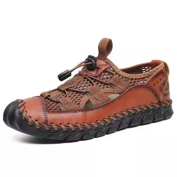 Мужские повседневные мягкие сандалии из микрофибры с дышащей сеткой и ручной строчкой 38 зелёный