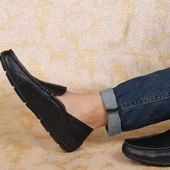 Мужские повседневные мужские модные брендовые лоферы, мокасины, мужские мужские туфли из натуральной кожи на плоской подошве 39 чёрный