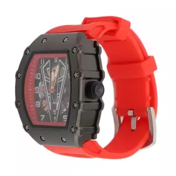 Мужские повседневные наручные часы Hollow Waterproof Super Luminous Calendar Soft Silicone Band Skeleton красный