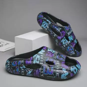 Мужские повседневные нескользящие шлепанцы для отдыха на открытом воздухе - легкие пляжные сандалии на толстой подошве 37/38