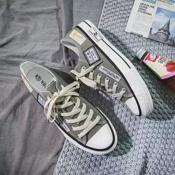 Мужские повседневные низкие кеды из парусины в корейском стиле 2024 года — дышащие и модные на все случаи жизни 43 чёрный