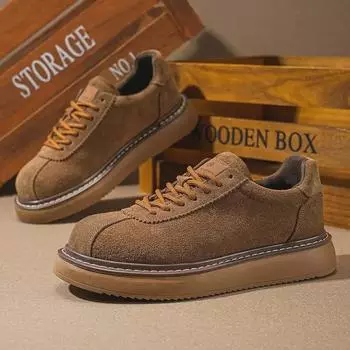 Мужские повседневные низкие туфли в ретро-британском стиле, нескользящие и с толстой подошвой, осень/зима 2025 г. 44 хаки