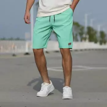 Мужские повседневные новые однотонные шорты, дышащие пляжные брюки S чёрный