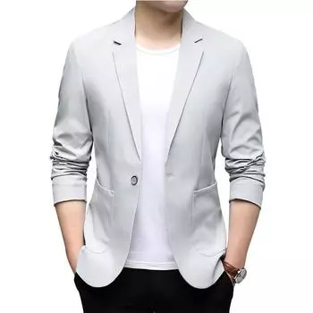 Мужские повседневные одиночные рубашки в стиле вестерн. Универсальные маленькие костюмы. Тонкие приталенные куртки. Мужские куртки. M серый