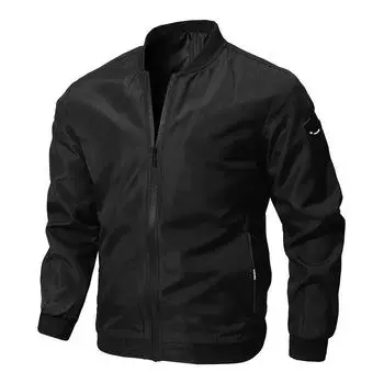 Мужские повседневные однотонные куртки на весну и осень L чёрный