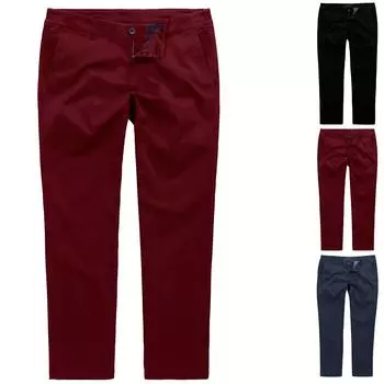 Мужские повседневные однотонные облегающие брюки прямого покроя из эластичной ткани L чёрный