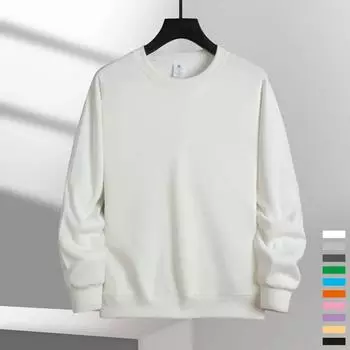 Мужские повседневные однотонные толстовки с круглым вырезом, классические свитера, пуловеры, уличные, с длинным рукавом, модные, стандартные, Swatershirt S чёрный