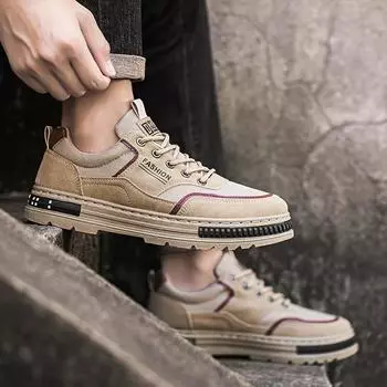 Мужские повседневные осенние кроссовки на толстой подошве, на платформе для пешего туризма, модные роскошные кожаные туфли на плоской подошве Zapatillas Hombre 39 серый