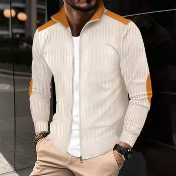 Мужские повседневные пальто с длинным рукавом для молодежи, с вышивкой на запястье, с воротником-лацканом, на молнии, повседневная куртка для мужчин S белый