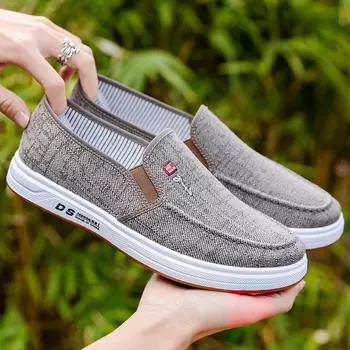 Мужские повседневные парусиновые туфли-слипоны 2024 года 41 коричневый