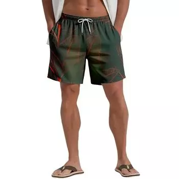 Мужские повседневные пляжные шорты с гавайским растительным принтом L