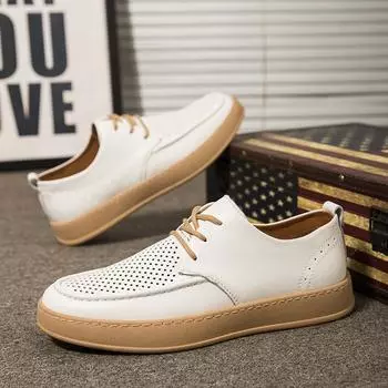 Мужские повседневные полые туфли, лоферы, модные кроссовки на шнуровке 39 чёрный