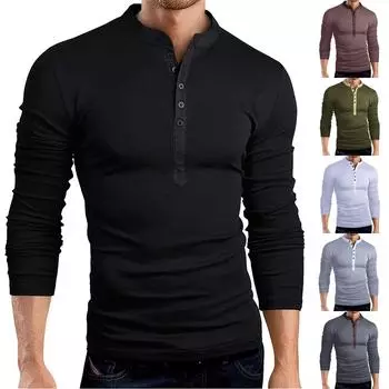 Мужские повседневные приталенные рубашки, базовая футболка с длинными рукавами и v-образным вырезом, рабочая одежда, повседневная одежда, модные топы для бега для мальчиков-подростков L чёрный