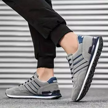 Мужские повседневные простые полосатые кроссовки, легкие и дышащие, подходят для занятий спортом на открытом воздухе и фитнесом 38 чёрный