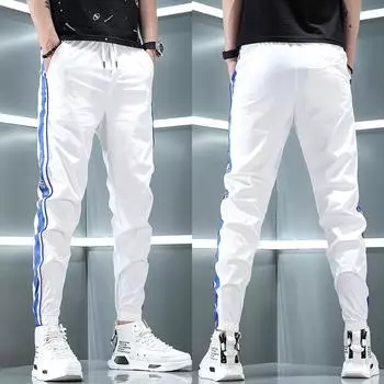 Мужские повседневные прямые брюки больших размеров, тонкие эластичные повседневные брюки, спортивные штаны 4XL белый