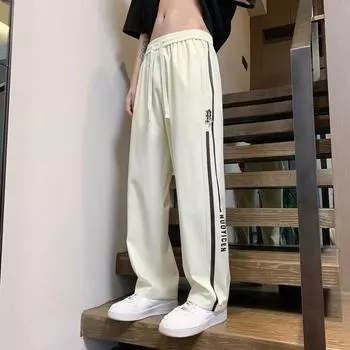 Мужские повседневные прямые брюки больших размеров, свободные тонкие повседневные брюки, дышащие быстросохнущие брюки 4XL