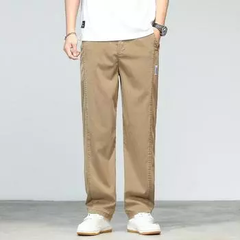 Мужские повседневные прямые брюки больших размеров, легкие офисные брюки, повседневные прямые брюки 5XL чёрный