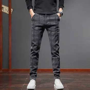 Мужские повседневные прямые брюки: Цветной, слегка эластичный, не мнется, износостойкий, дышащий, приятный для кожи, удобный, не требует глажки. 36 (28-29 inch) 180 pounds