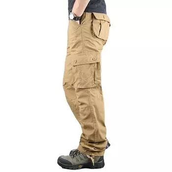 Мужские повседневные рабочие брюки весна-осень, брюки с несколькими карманами, спортивные брюки для активного отдыха 44 чёрный