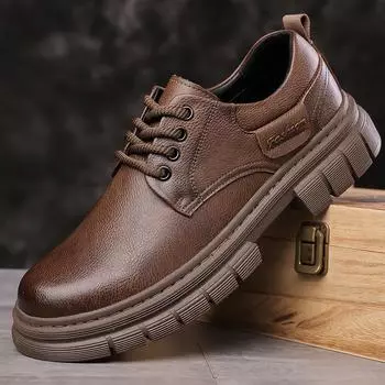 Мужские повседневные ретро-тренды в британском стиле в корейском стиле с низким вырезом рабочие туфли молодежные кожаные туфли деловые повседневные кожаные туфли 38-44 38 коричневый