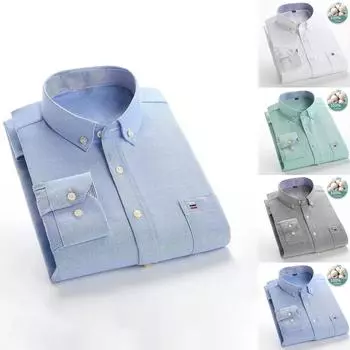 Мужские повседневные рубашки Oxford с длинным рукавом в полоску, весна-осень, топы на пуговицах, рубашка больших размеров 46 белый